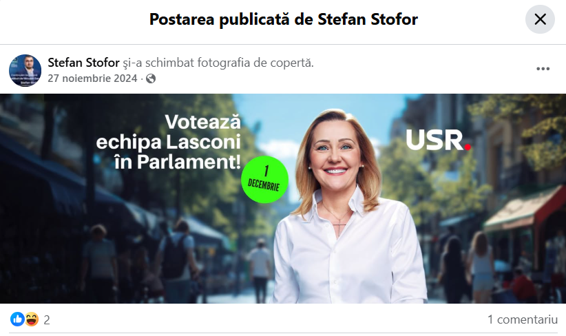 Ștefan Stofor a susținut-o, inițial, pe Elena Lasconi la prezidențialele din mai 2025 Foto: Facebook