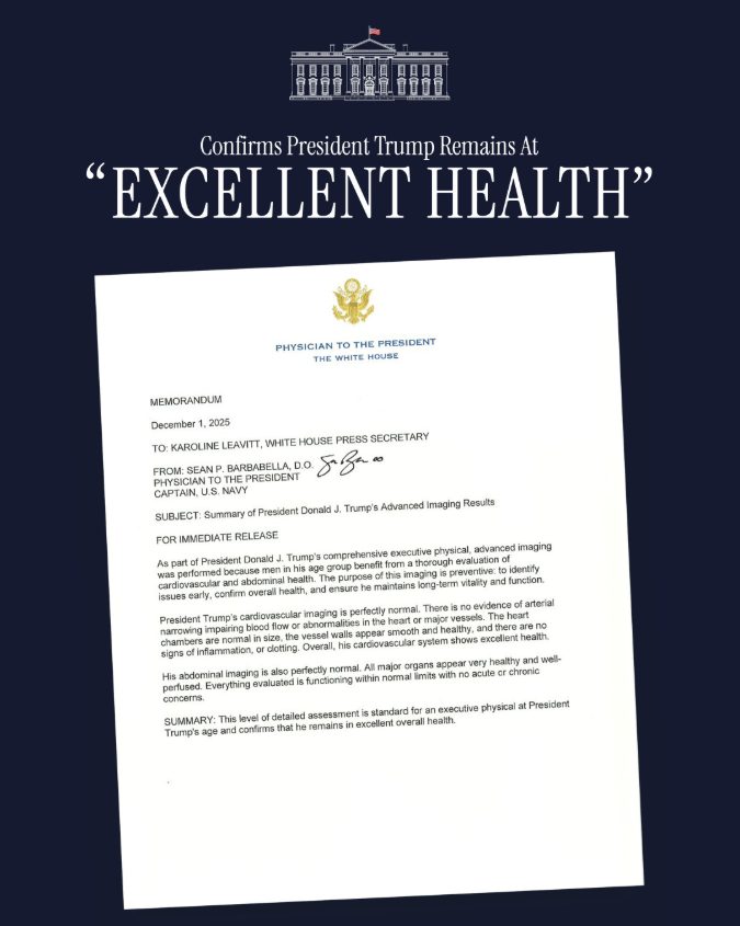 Casa Albă a publicat rezultatul analizelor RMN ale lui Donald Trump FOTO: X