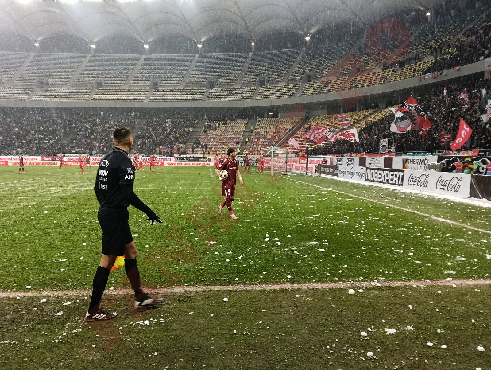 dina grameni bombardat cu bulgări de fanii lui dinamo