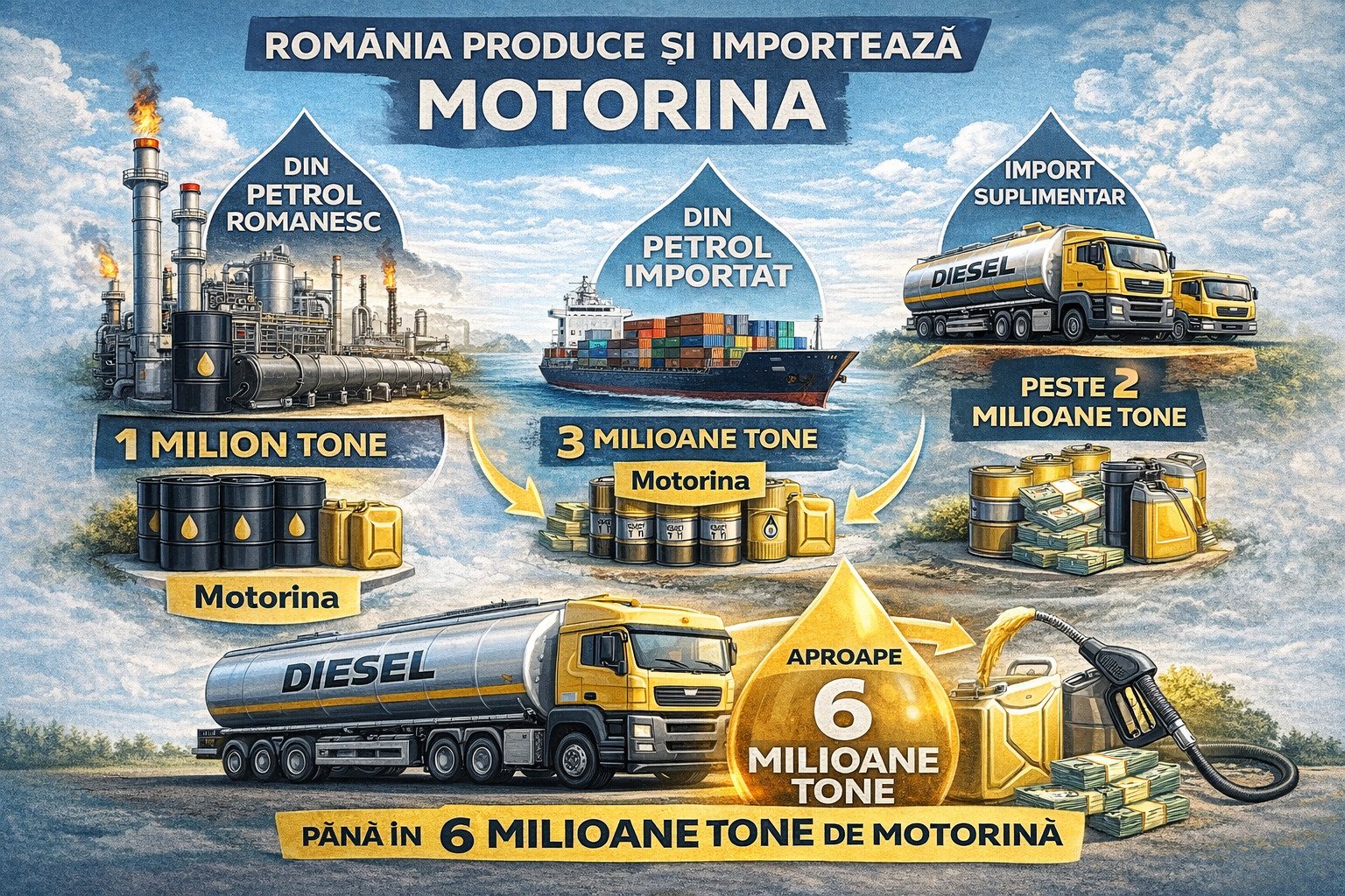 Consumul și producția de motorină, ilustrație