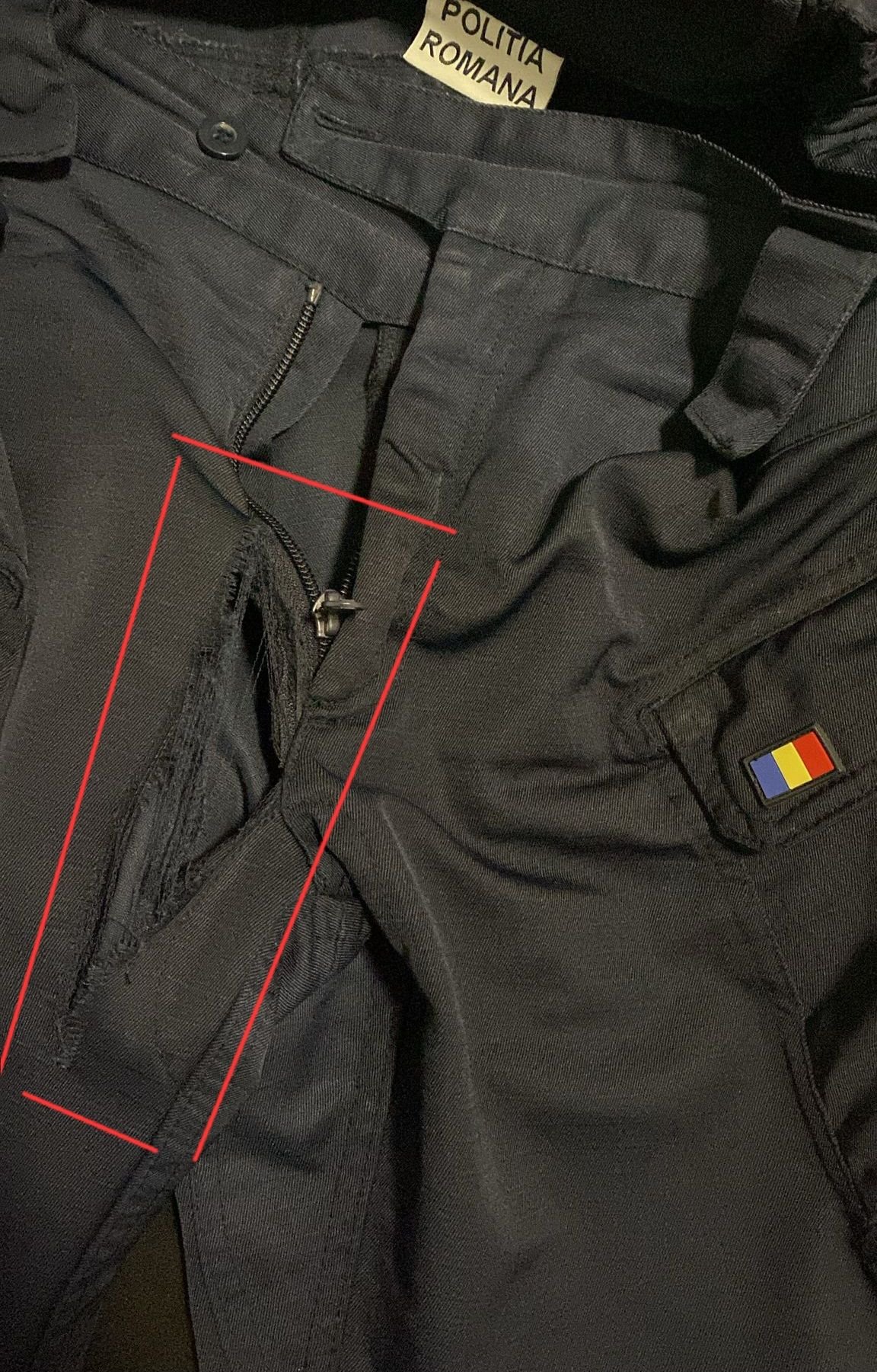 Pantalon de polițist rupt, sursa foto: Sindicatul Europol/Facebook