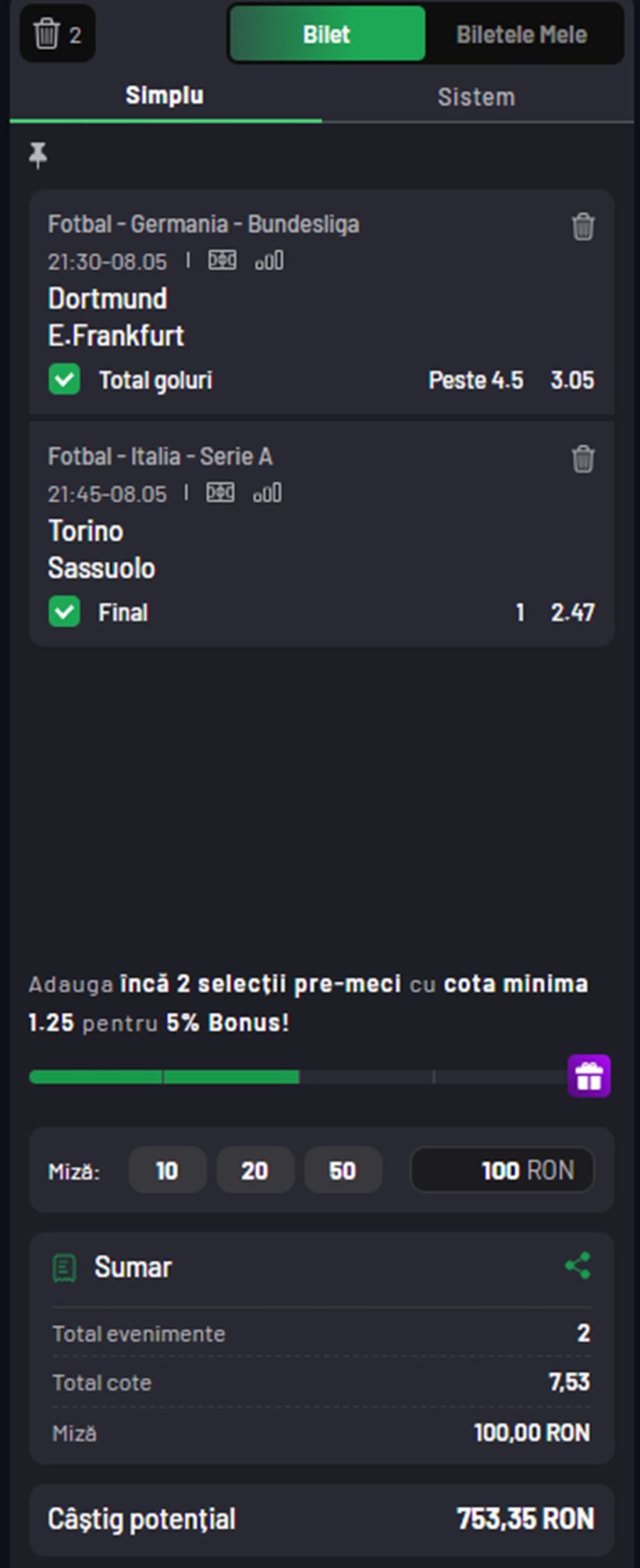 Biletul zilei pariuri vineri 8 mai 2026