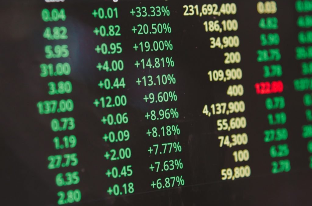 Stock market trading numbers investment in money stocks grow Profit and Financial Profits.